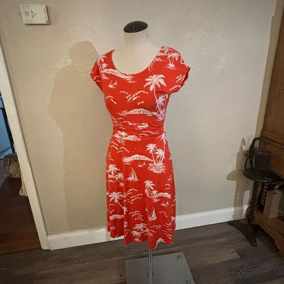 Hobbs London Tropical Print Orange Dress Sz 4 - Picture 8 of 9